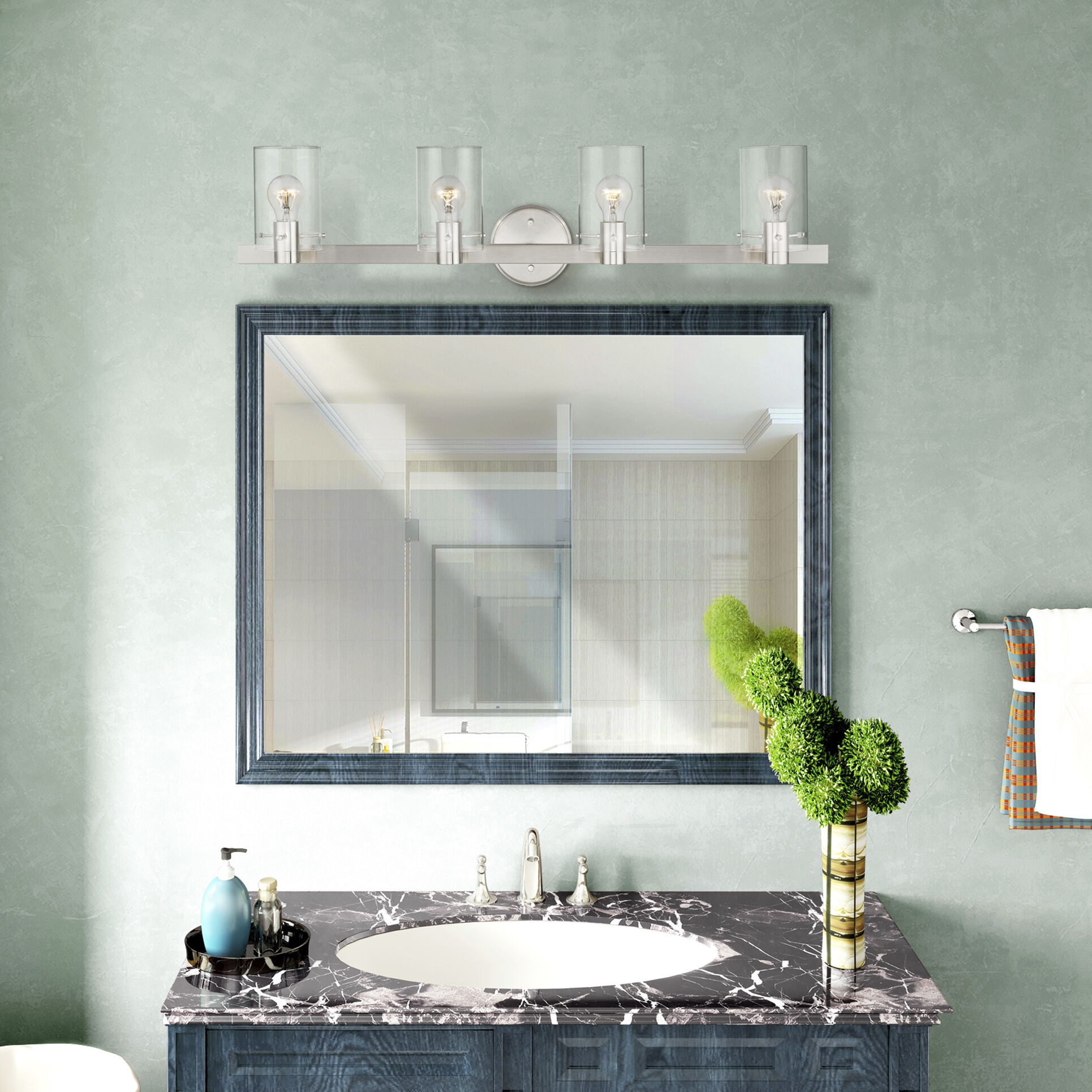 Munich 4 Light 36 inch Brushed Nickel Vanity Sconce Wall Light