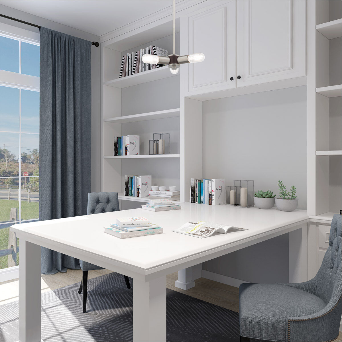 Copenhagen 3 Light 13 inch Brushed Nickel Mini Chandelier Ceiling Light