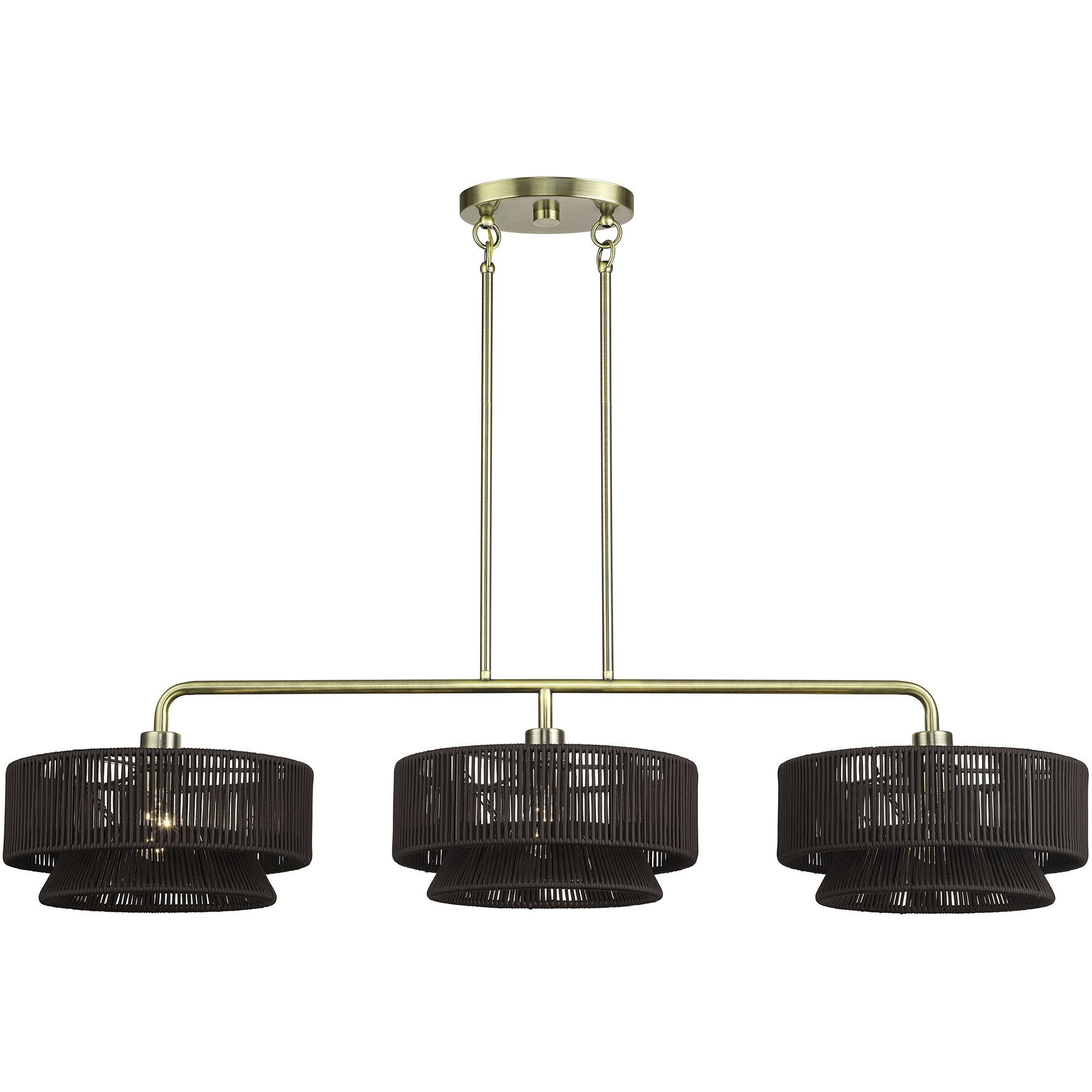 Florell 3 Light 47 inch Antique Brass Linear Chandelier Ceiling Light, Extra Large