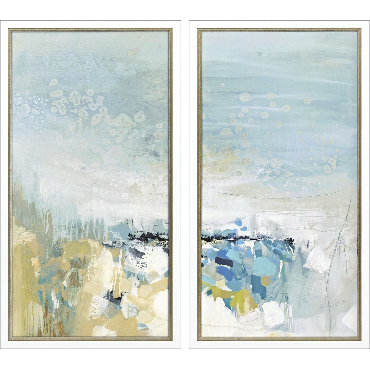 Lagoon Blue Blue and Turquoise and White and Yellow Framed Art