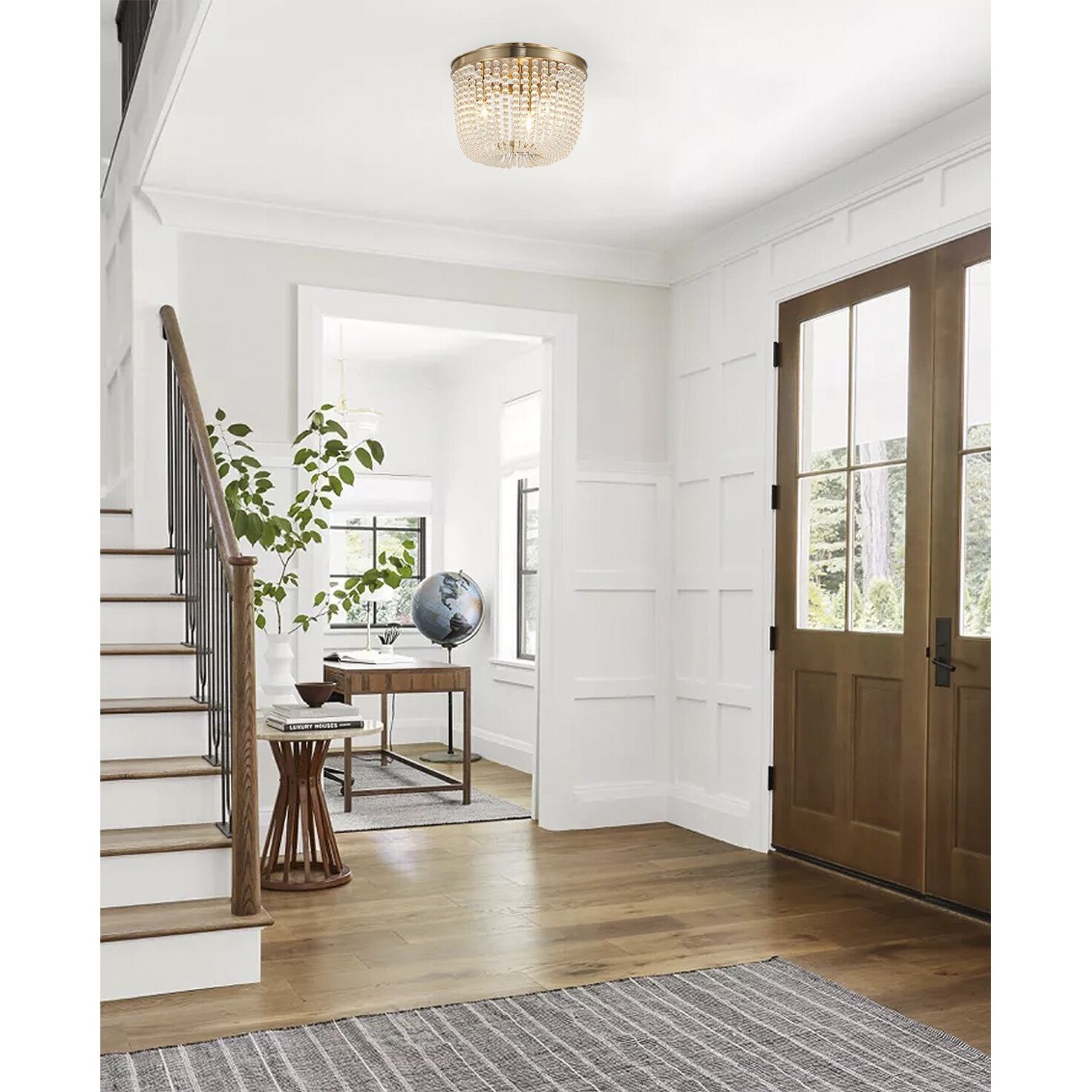 LA Series 3 Light 14 inch Chrome Semi Flush Mount Ceiling Light