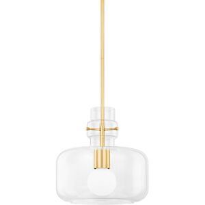 Lumi 1 Light 16 inch Aged Brass Pendant Ceiling Light