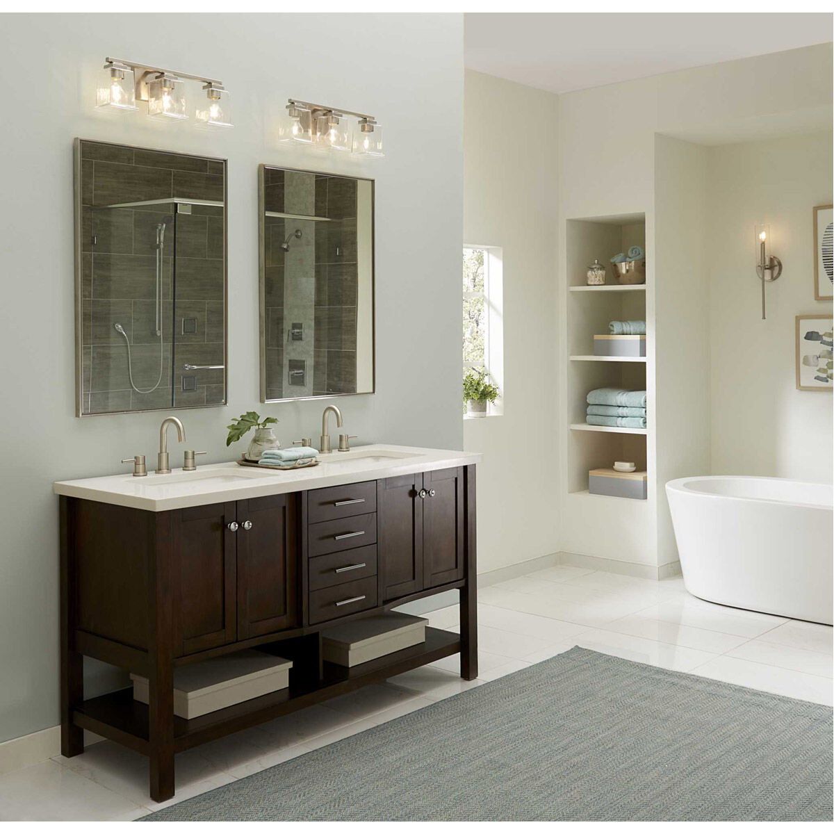 Gilmour 3 Light 20 inch Brushed Nickel Bath Vanity Wall Light