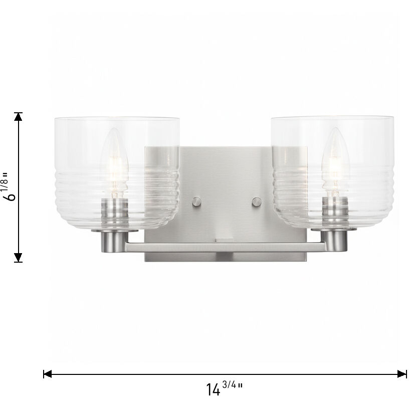 Drew & Jonathan Lochdale 2 Light 14.75 inch Brushed Nickel Vanity Light Wall Light, Medium