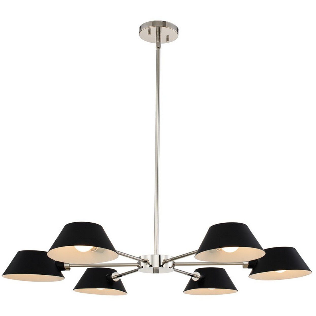 Bruno 6 Light 34 inch Matte Black with Polished Nickel Chandelier Ceiling Light