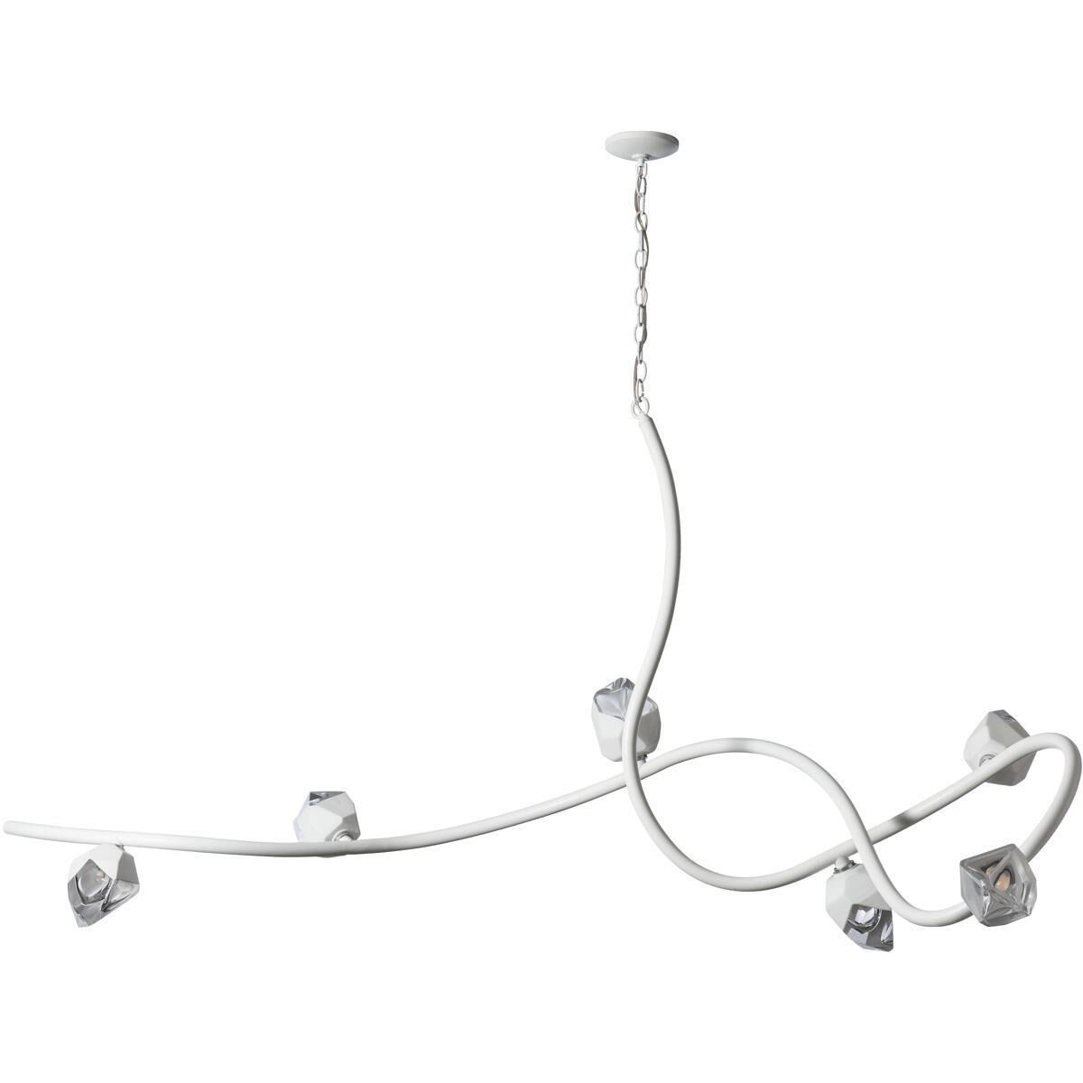 Glacier 6 Light 69.2 inch White Pendant Ceiling Light in White Crystal, XL