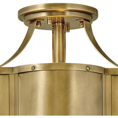 Chance LED 14 inch Heritage Brass Indoor Semi-Flush Mount Ceiling Light