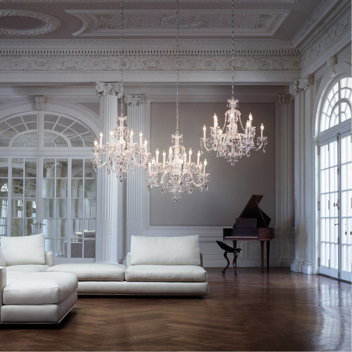 Sterling 12 Light Silver Chandelier Ceiling Light in Spectra, Polished Silver