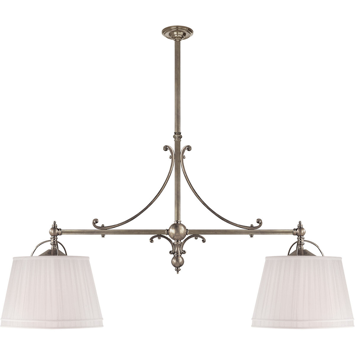 Chapman & Myers Sloane 4 Light 54 inch Antique Nickel Double Shop Linear Pendant Ceiling Light in Linen