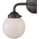 Beckett 2 Light 15 inch Oil Rubbed Bronze Vanity Light Wall Light in White Glass