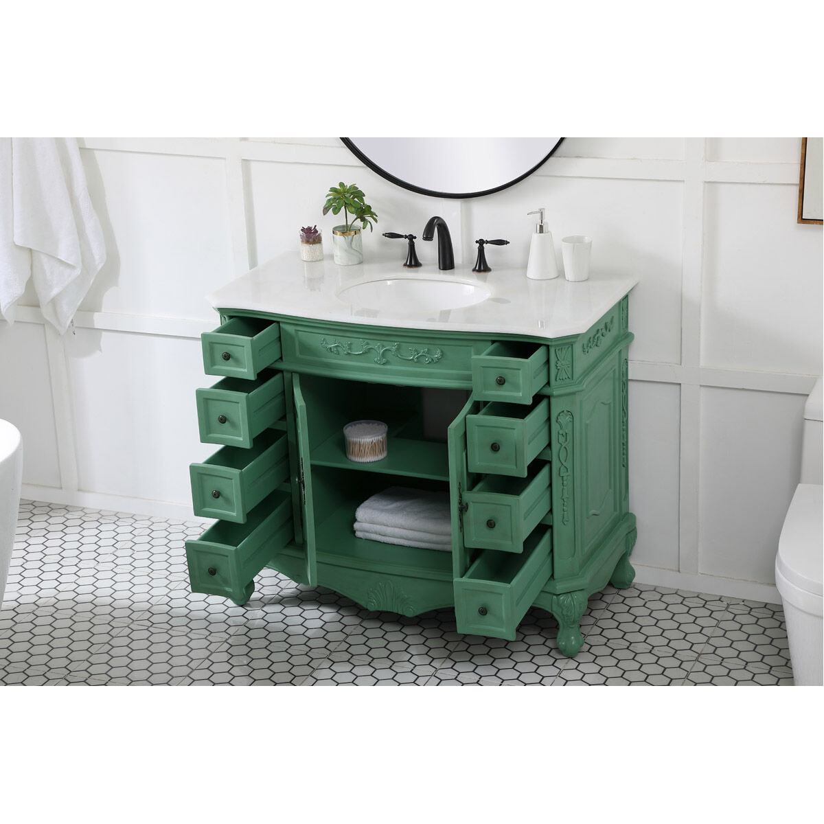 Danville 42 X 21 X 36 inch Vintage Mint Vanity Sink Set