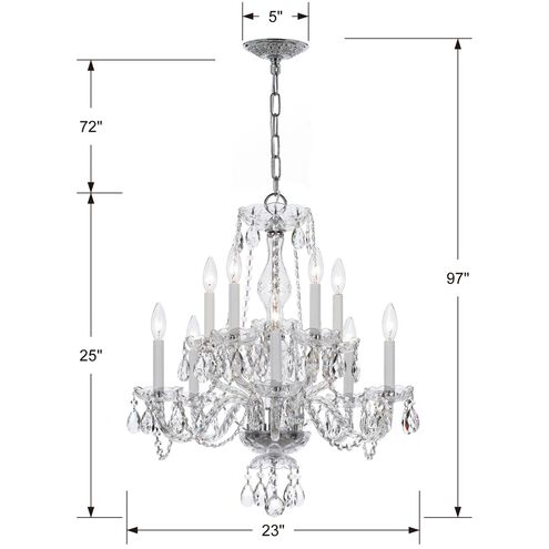 Traditional Crystal 10 Light 23 inch Polished Chrome Chandelier Ceiling Light in Clear Hand Cut