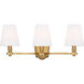 AH by Alexa Hampton Paisley 3 Light 23.38 inch Burnished Brass Vanity Light Wall Light