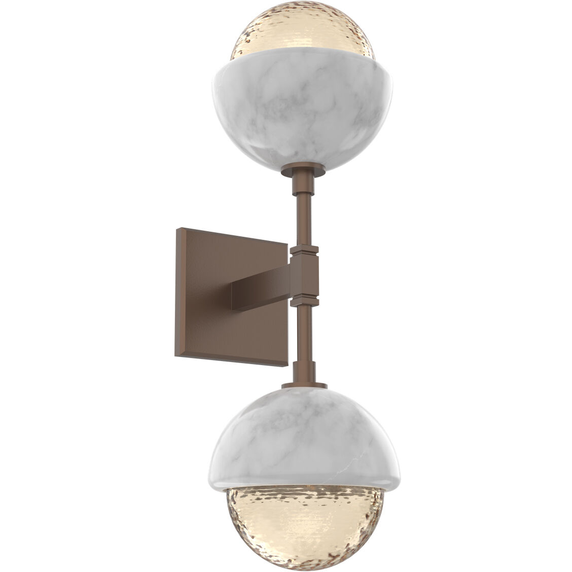 Cabochon LED 7.7 inch Burnished Bronze with White Marble Sconce Wall Light in Amber, 2700K LED