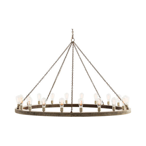 Geoffrey 20 Light 60 inch Gray Wood/Rusted Iron Chandelier Ceiling Light