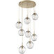 Aster LED LED Gilded Brass Chandelier Ceiling Light, Round Multi-Port