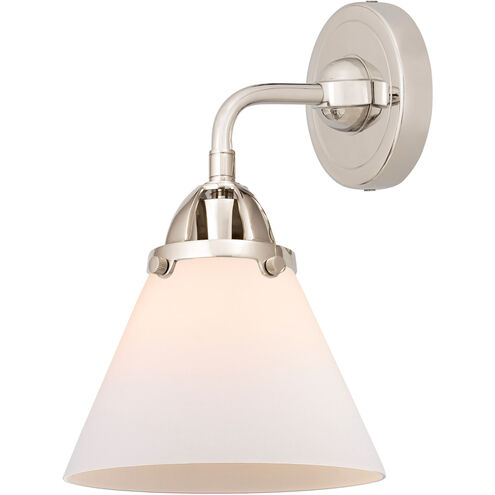 Nouveau 2 Large Cone LED 7.75 inch Polished Nickel Sconce Wall Light in Matte White Glass