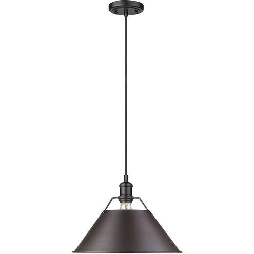 Orwell 1 Light 14 inch Matte Black Pendant Ceiling Light in Rubbed Bronze, Large