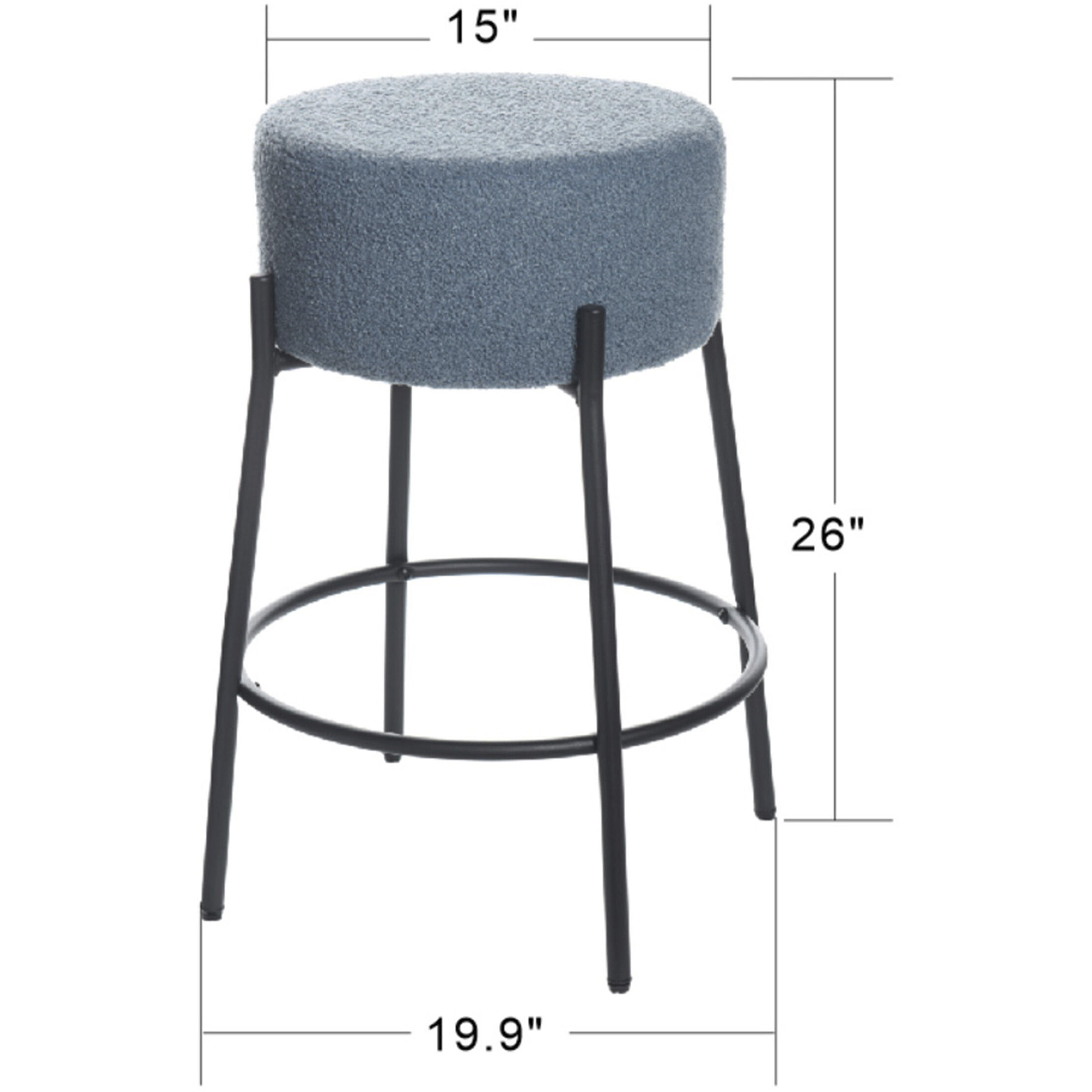Soloist 26 inch Black and Sky Blue Counter Stool