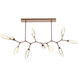 Rock Crystal LED Burnished Bronze Linear Pendant Ceiling Light in Chilled Amber, 2700K LED, Branch