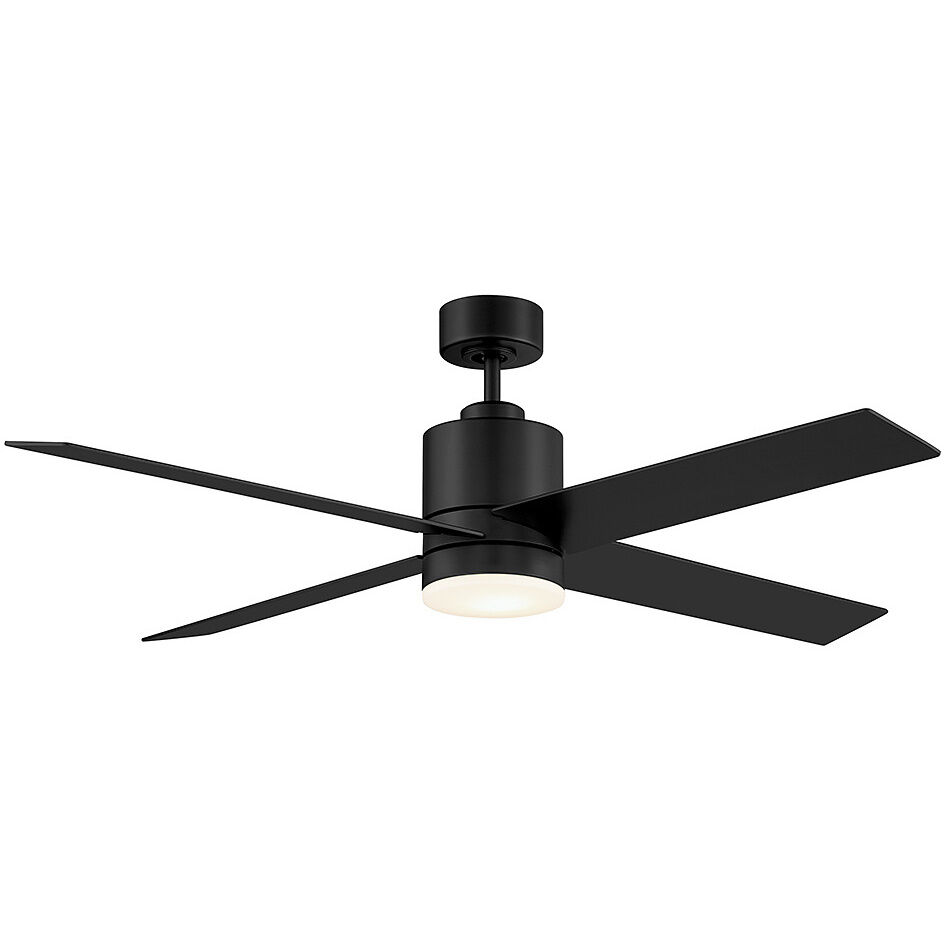 Transitional 52 inch Matte Black with Matte Black and Antique Oak Blades Ceiling Fan