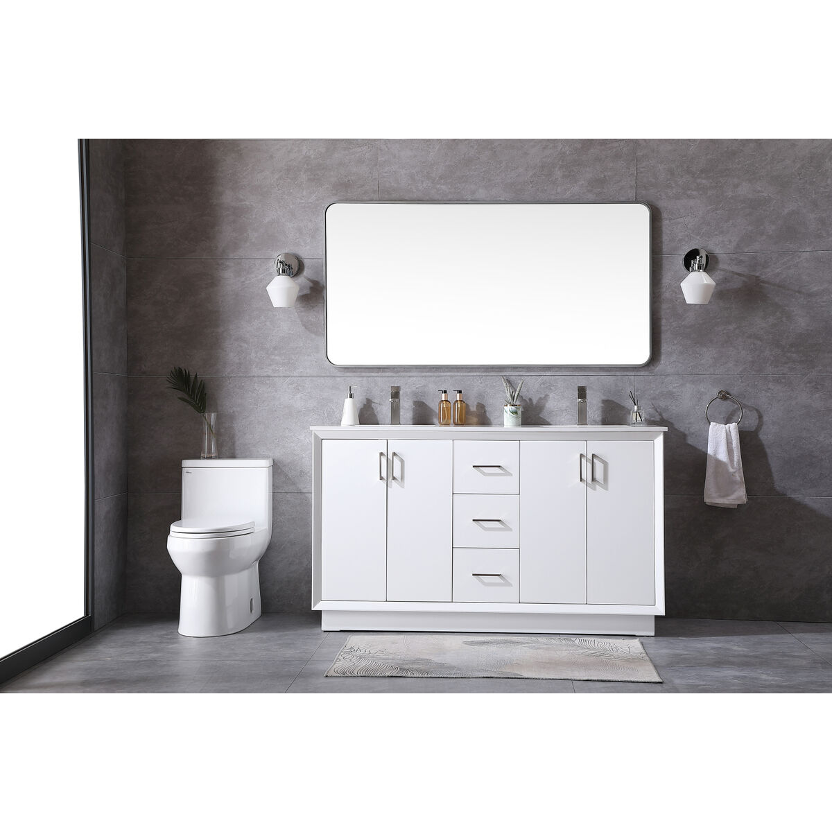 Hayes 60 X 22 X 35 inch White Vanity Sink Set