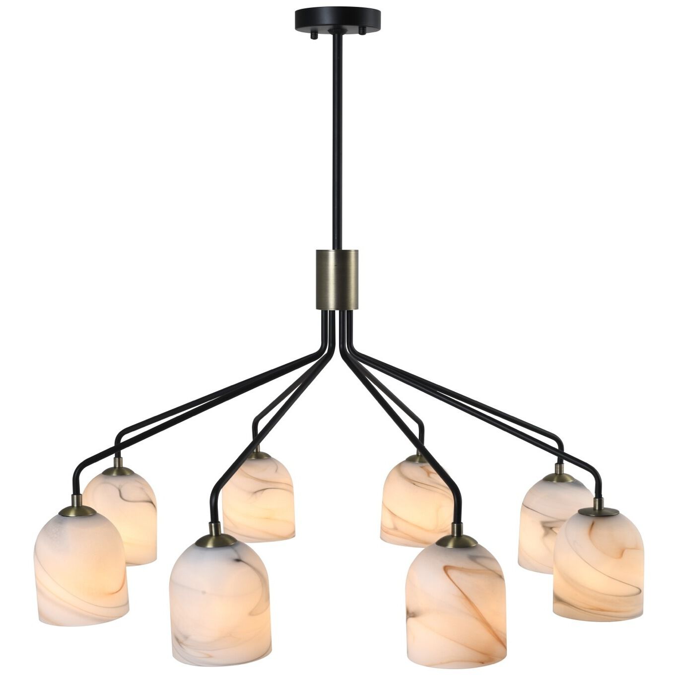 Crema 8 Light 34.25 inch Black and Brushed Brass Chandelier Ceiling Light