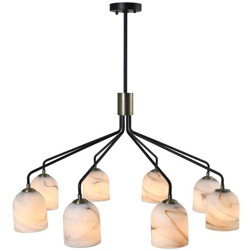 Crema 8 Light 34.25 inch Black and Brushed Brass Chandelier Ceiling Light