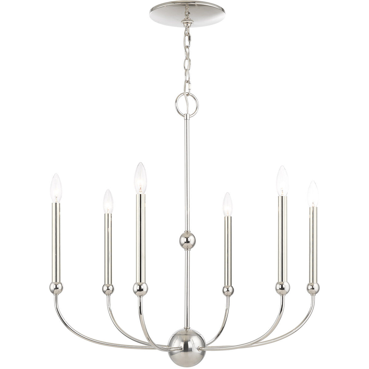 Cortlandt 6 Light 28 inch Polished Nickel Chandelier Ceiling Light