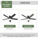 Anisten 52 inch Matte Black with Matte Black/Dark Gray Oak Blades Ceiling Fan