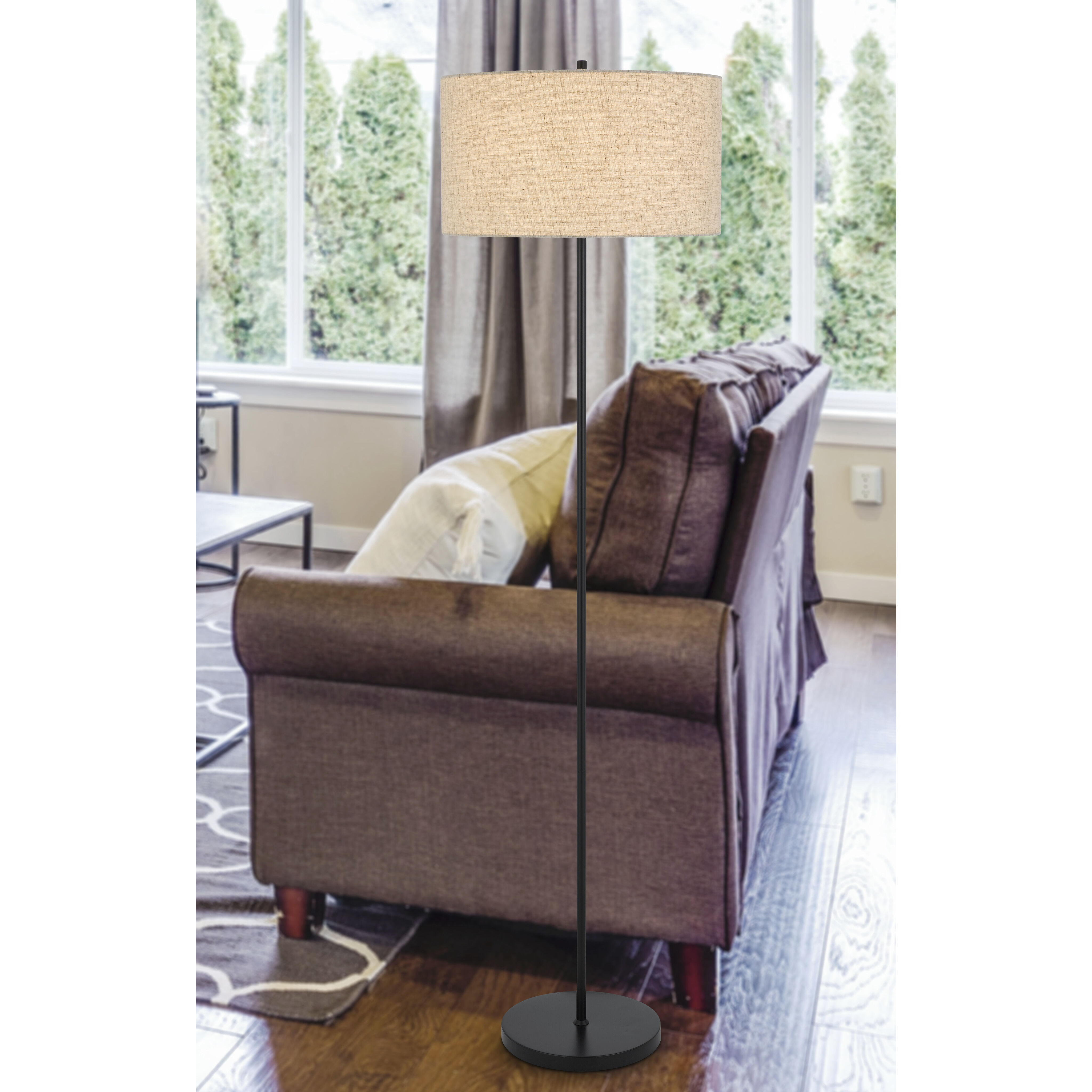 Cromwell 58.75 inch 150.00 watt Black Floor Lamp Portable Light in Burlap