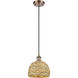 Woven Rattan 1 Light 8 inch Antique Copper Pendant Ceiling Light