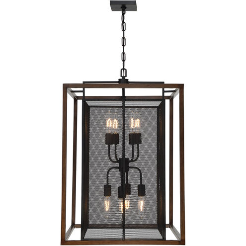 Rio Lobo 8 Light 22 inch Dark Oak with Black Foyer Ceiling Light