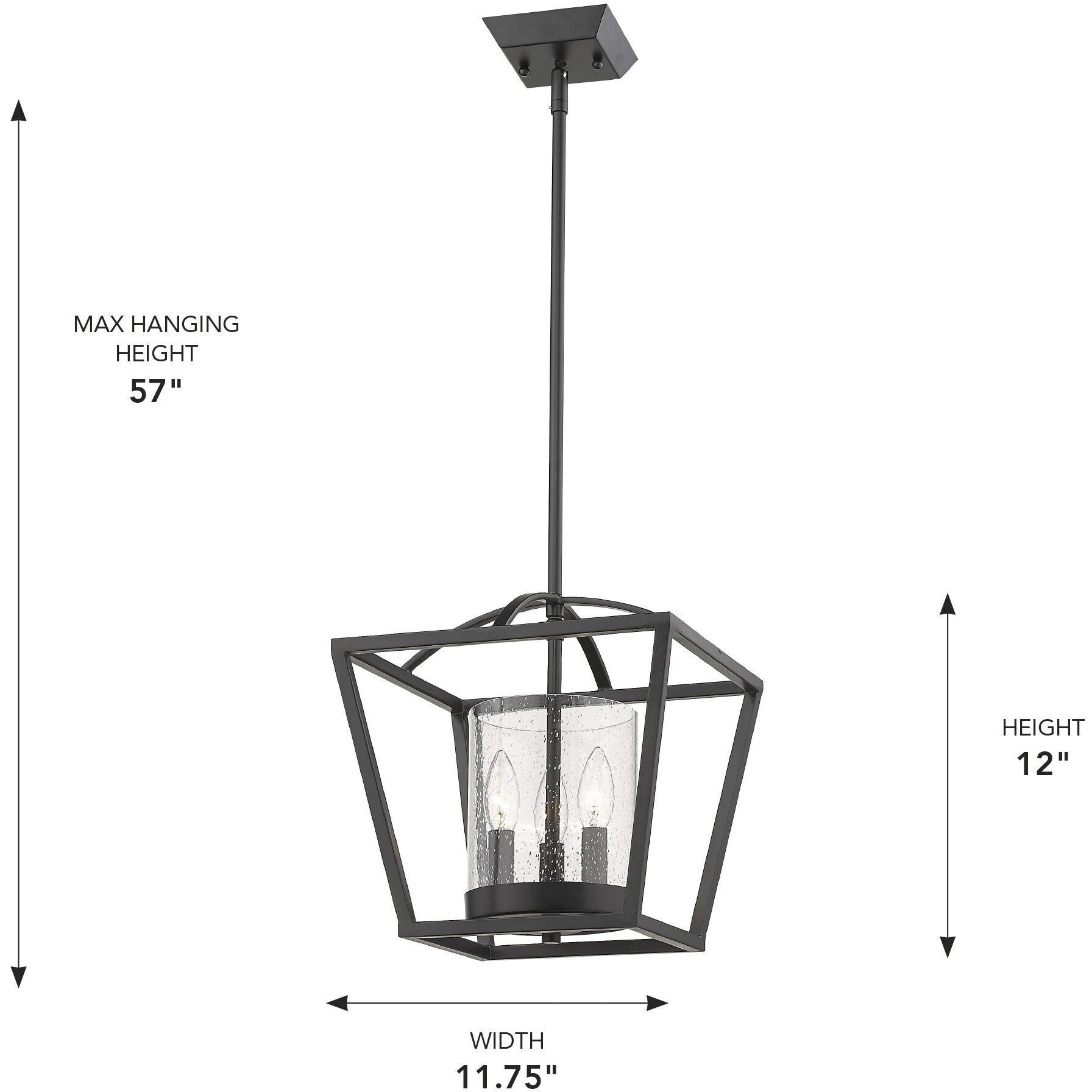 Mercer 11.75 inch 60.00 watt Matte Black Chandelier Ceiling Light, Convertible