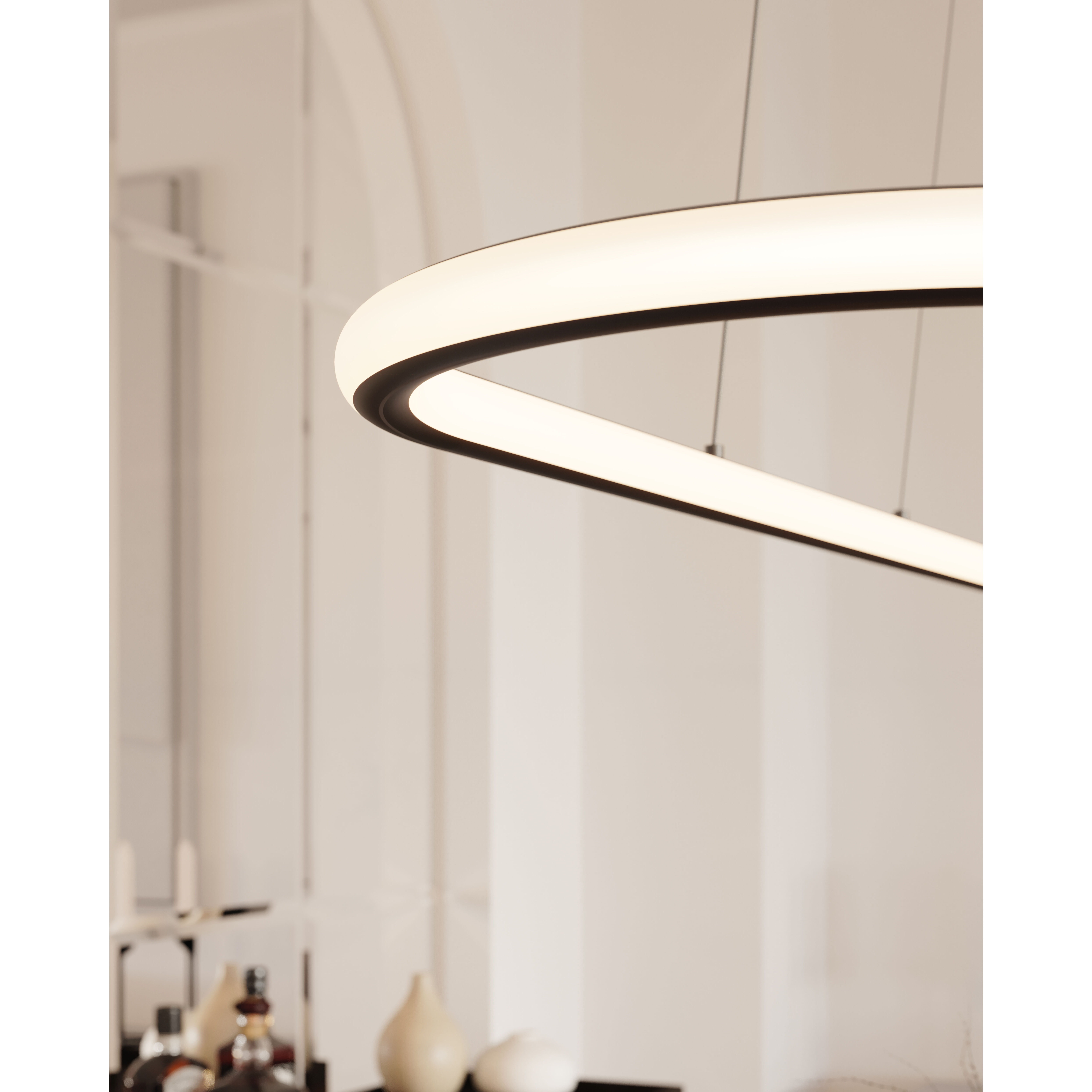 Luna LED 61.5 inch Satin Black Pendant Ceiling Light in 3500K