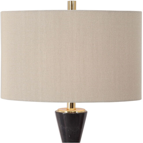 Alastair 30 inch 150 watt Black Marble with Plated Gold and Crystal Table Lamp Portable Light