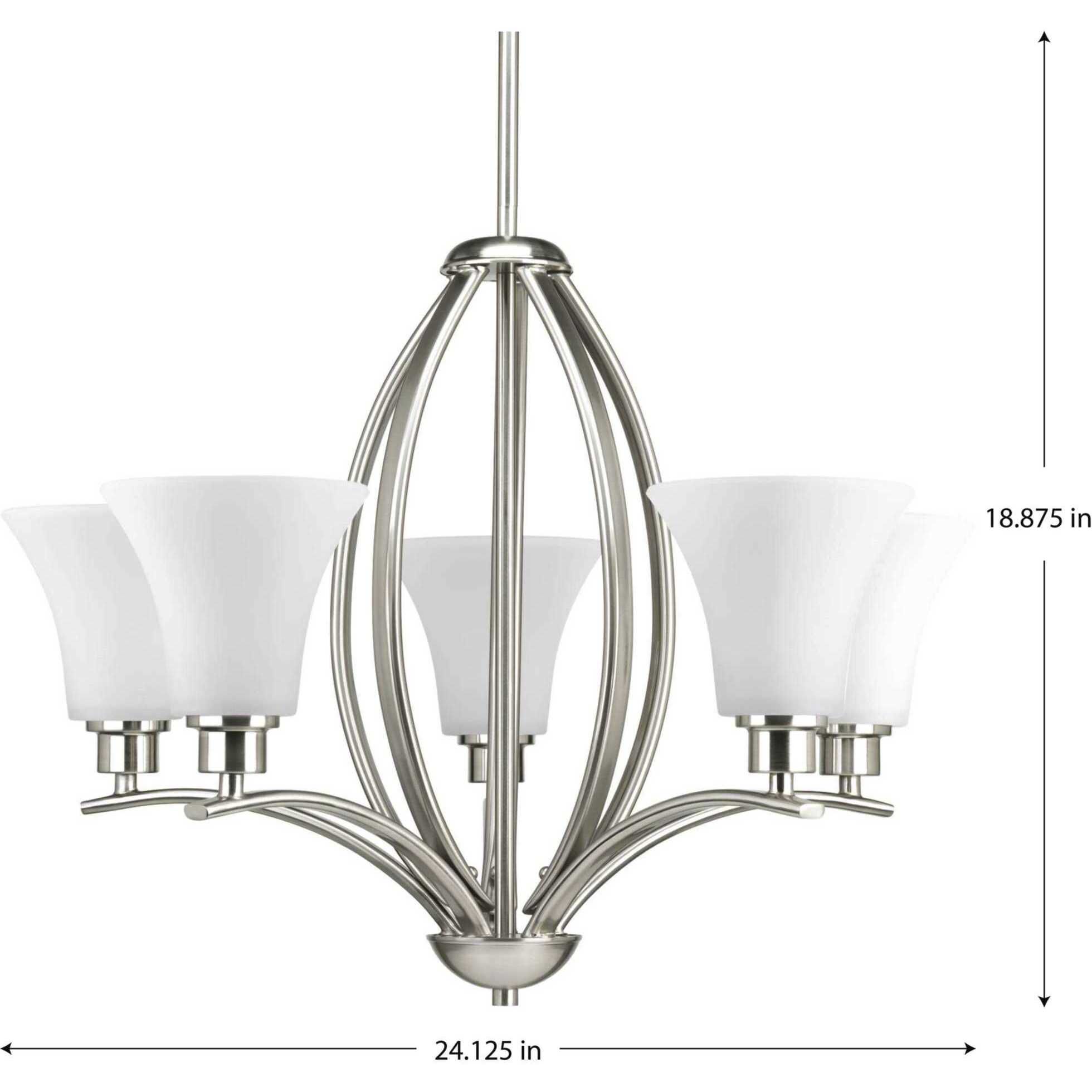 Joy 5 Light 24.13 inch Brushed Nickel Chandelier Ceiling Light
