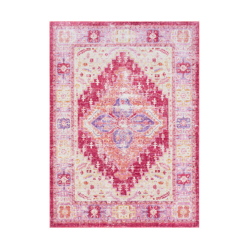 Germili 36 X 24 inch Pink and Yellow Area Rug, Polyester