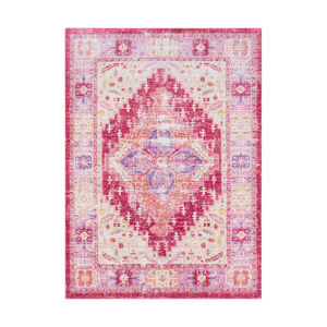 Germili 36 X 24 inch Pink and Yellow Area Rug, Polyester