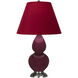 Small Double Gourd 22.75 inch 27 watt Sugar Plum with Antique Silver Accent Lamp Portable Light in Rose Red with Ink Black