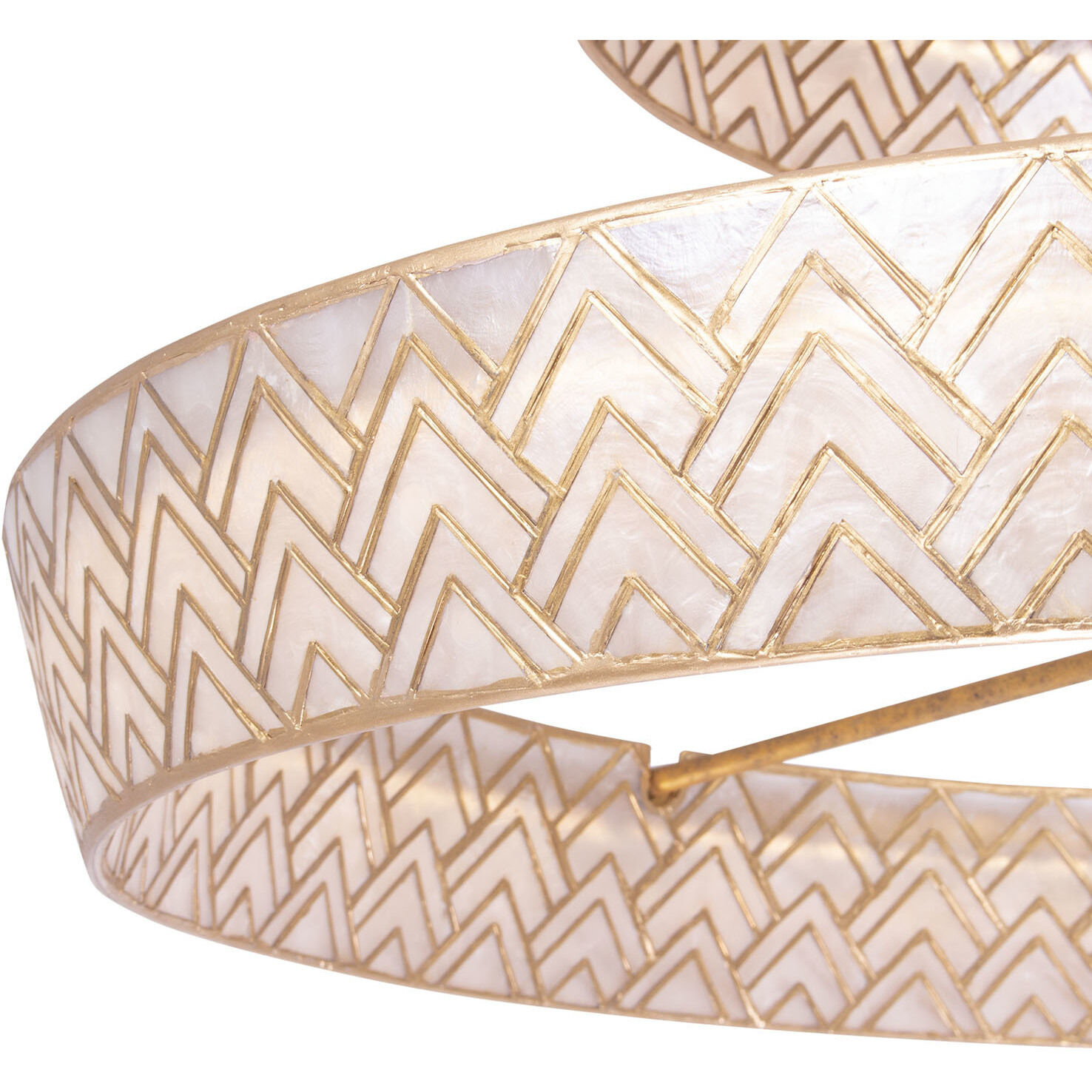 Geo 39 inch Oxidized Gold Leaf Pendant Ceiling Light