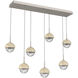 Cabochon LED 46.1 inch Metallic Beige Silver with Travertine Stone Linear Multi-Pendant Ceiling Light in Clear, 2700K LED