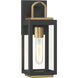 Fenmark 1 Light 13.25 inch Dark Matte Black and Legacy Brass Outdoor Wall Lantern