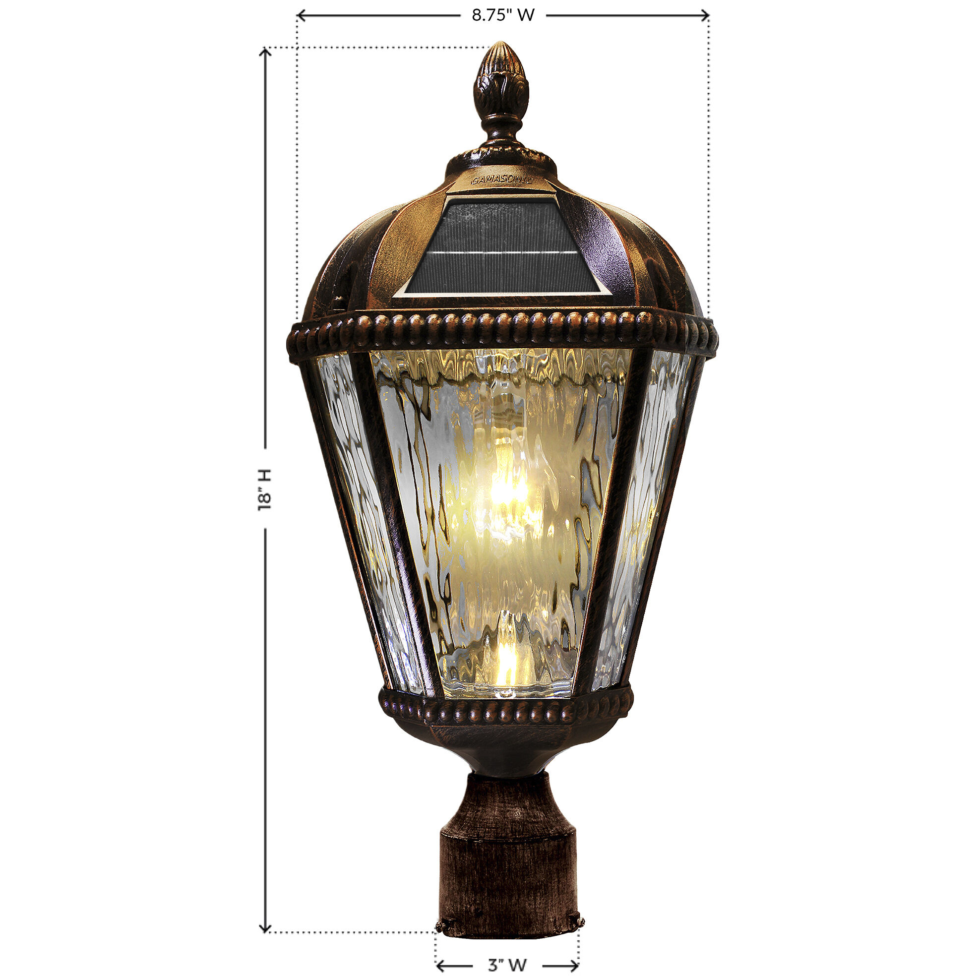 Royal LED 18 inch Brushed Bronze Post Light, Solar