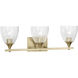 Drew & Jonathan Toffino 3 Light 26 inch Satin Brass Vanity Light Wall Light