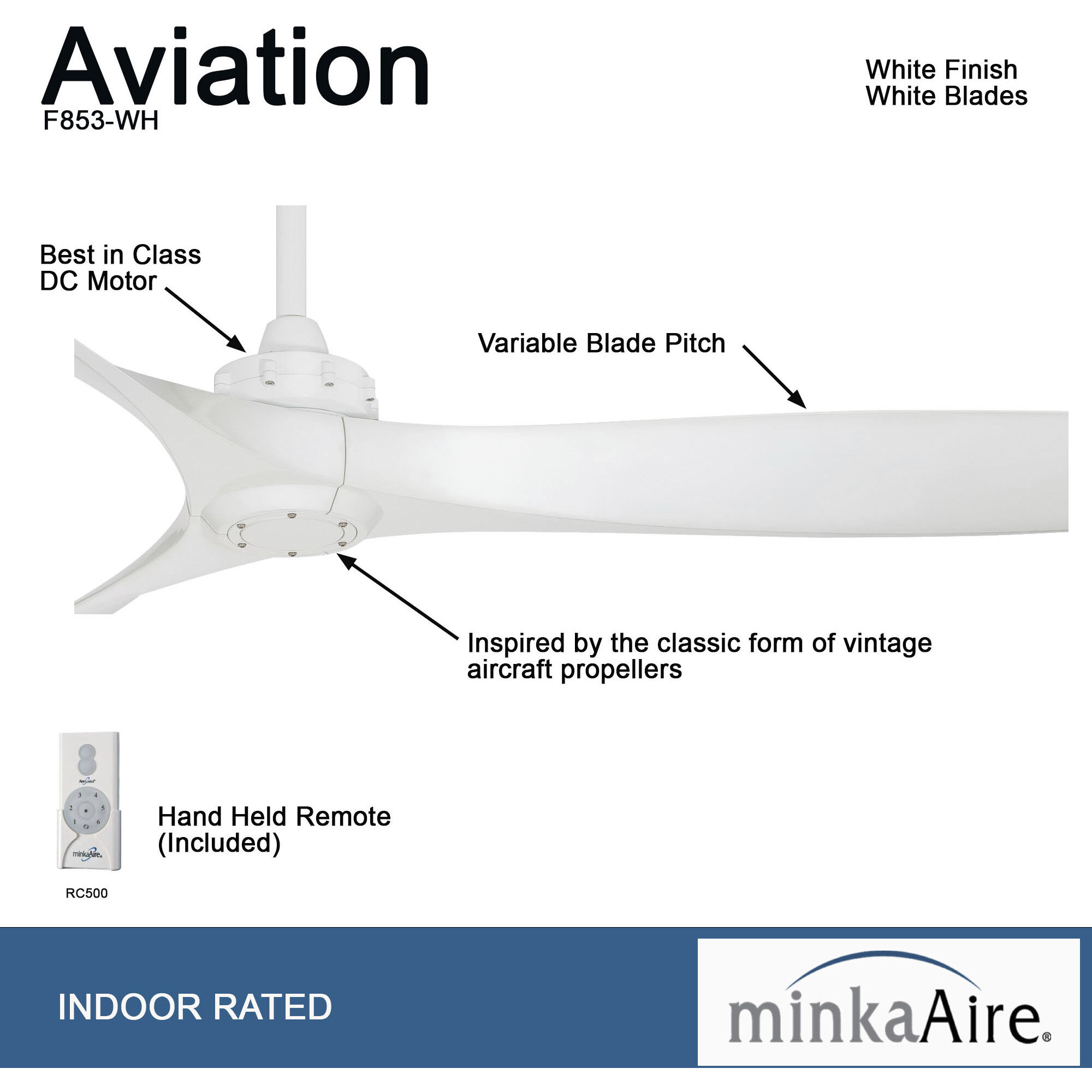 Aviation 60 inch White Ceiling Fan