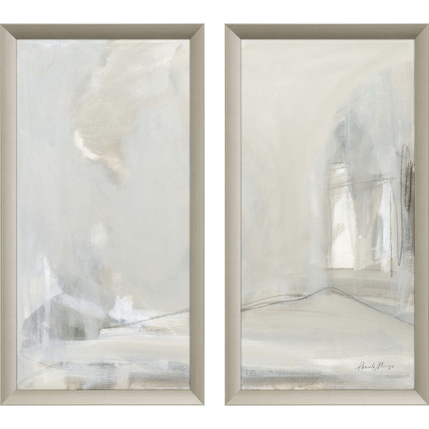 Abstract Gray and Neutral and White Framed Art