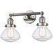 Franklin Restoration Olean 2 Light 17 inch Polished Nickel Bath Vanity Light Wall Light in Seedy Glass, Franklin Restoration