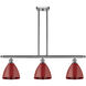 Ballston Plymouth Dome 3 Light 36 inch Brushed Satin Nickel Island Light Ceiling Light in Matte Red