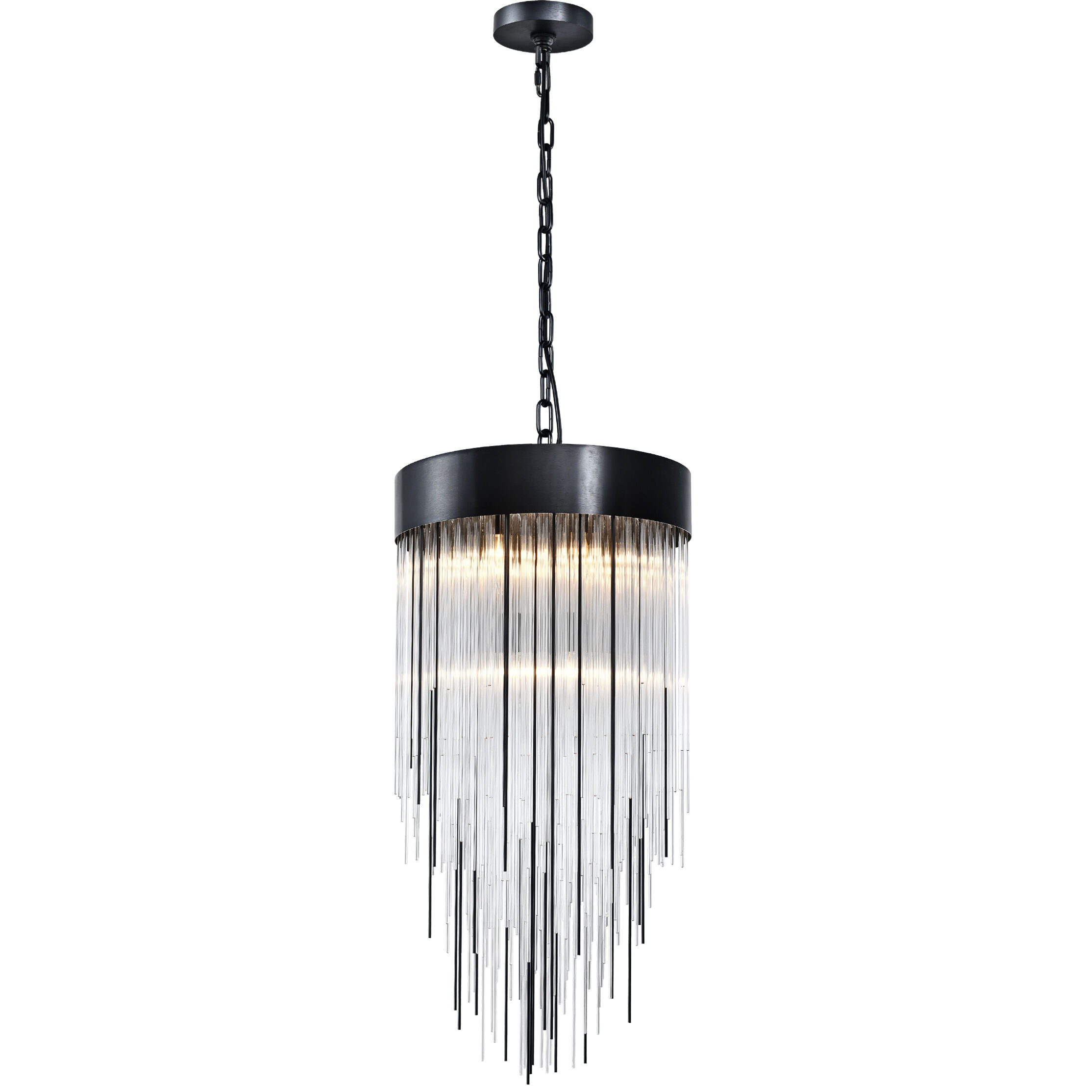 Waterfall 4 Light 12 inch Satin Brushed Black Pendant Ceiling Light